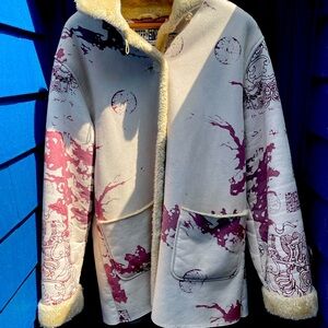 Vintage Sherpa style printed autumn coat jacket